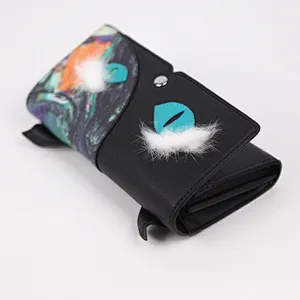 2019 oil painting palm civet series new style fashion design portable wallet card bag