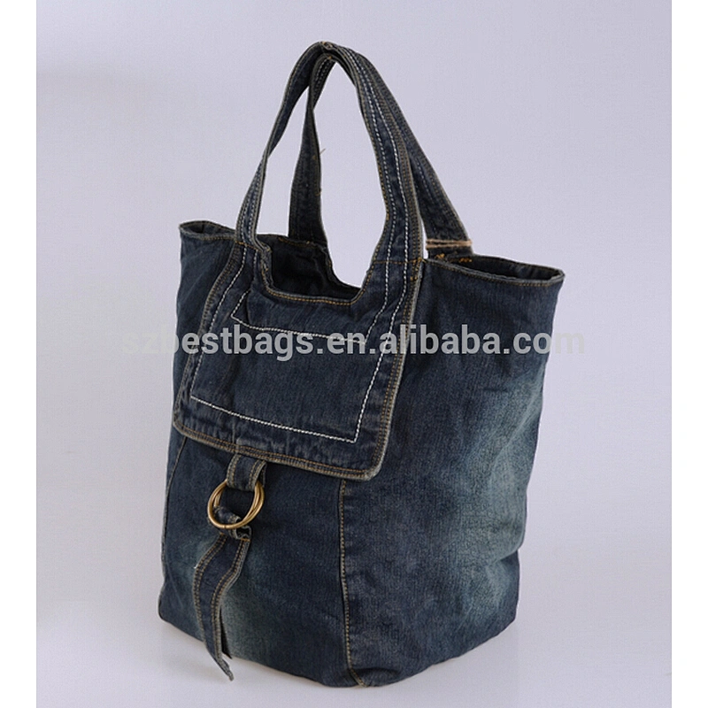 Designed shopping bag denim tote bag jeans handbags for ladies sale wholesale handbags
