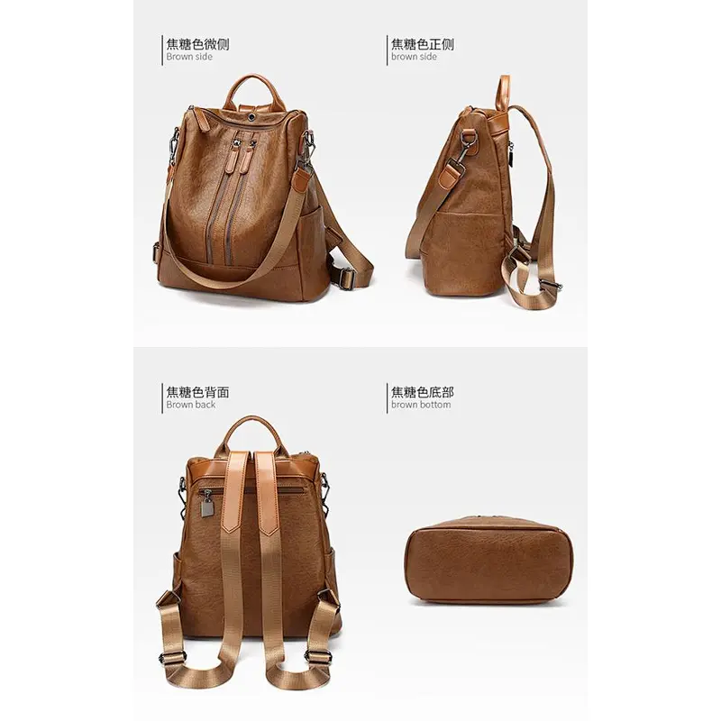 Wholesale fashion casual detachable folding large capacity cowhide backpack for travel or school