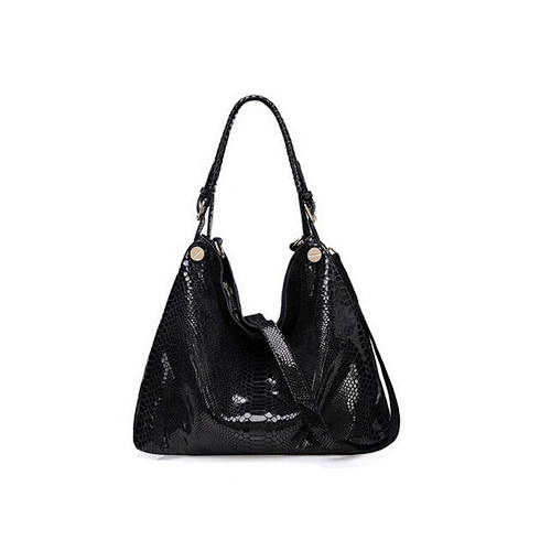 Factory Handmade Stylish Design Snake Pattern Real Leather Luxury Hobo Bag Ladies Handbag