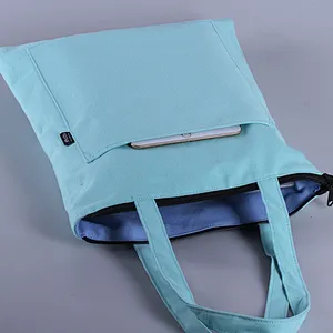 Wholesale cheap reusable personalised mini vintage canvas tote shopping bags with zipper