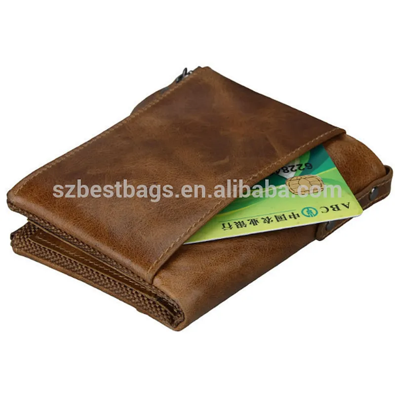 Customized top grain genuine leather wallet for men women crazy horse leather wallet
