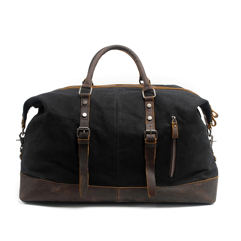 Waxed Canvas&Leather Bag Military Duffle Bags Soft Overnight Travel Bags Unisex business-Out