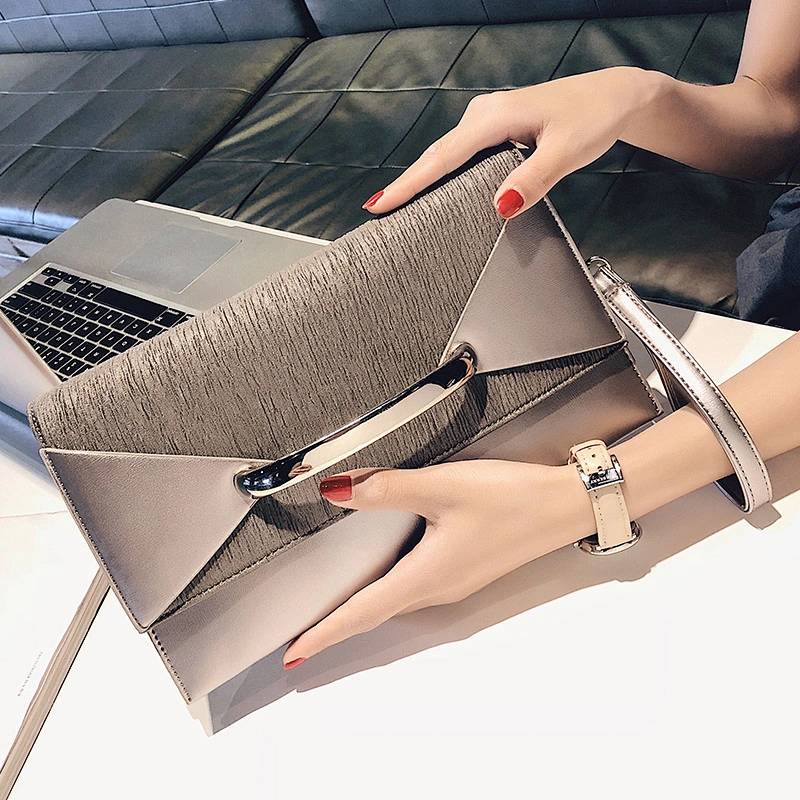 New Design Korean Style Ladies PU Leather Handbag Personality Clutch Bag