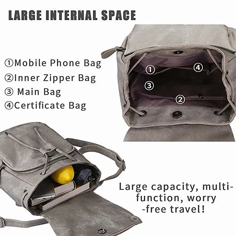 Factory Price High Quality Ladies Leather  Backpack With Handbag For School Student