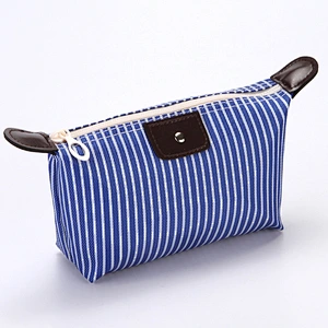 Ladies Korean Style Striped Makeup Bag Folding Waterproof Cosmetic Bag