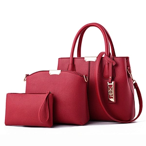 2020 Fashion classic large capacity lychee ladies handbag three-piece for shopping or daily use