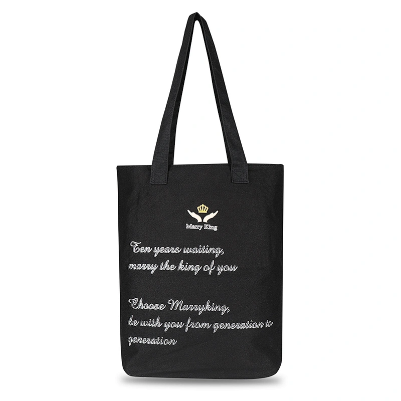 Black canvas bag letter print tote handbag eco-firendly tote bag