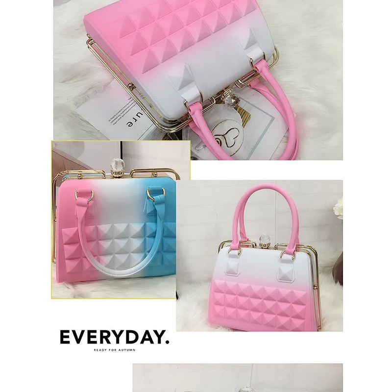 2019 fashionable classic gradient candy PVC handbag for women for shopping or party