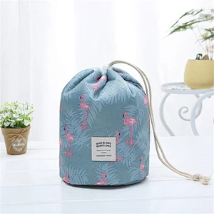Large Capacity Multi-function Portable Drawstring Travel Packing Cylinder Cosmetic Bag