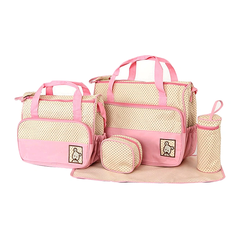 Multifunctional Shoulder Handbags for Mothers Fashion Diaper Bags 5 Set Carry Bags Mummy Baby Bag