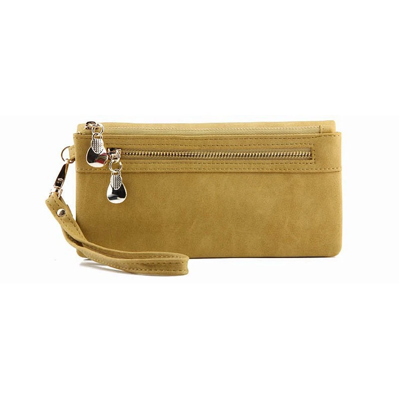 Big Capacity Fashion Women Wallets Long Dull Polish PU Leather cell phone Double Zipper Clutch Coin Purse Ladies Wristlet