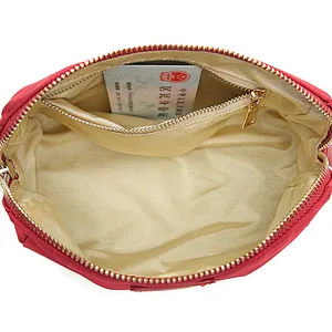 Custom waterproof printed red polyester cosmetic bag toiletry makeup pouch with zipper