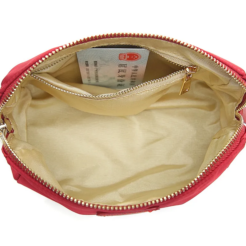 Custom waterproof printed red polyester cosmetic bag toiletry makeup pouch with zipper