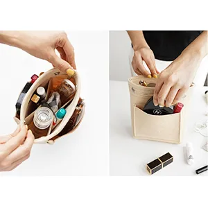 Multi Pocket Purse Insert bag organizer Women Travel Felt Cosmetic Storage Makeup bag organizer