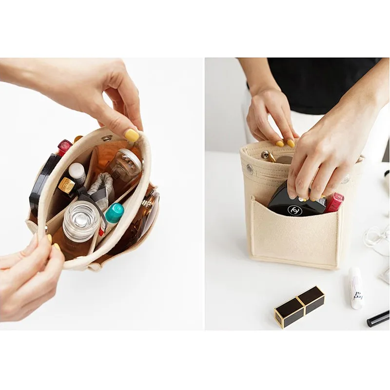 Multi Pocket Purse Insert bag organizer Women Travel Felt Cosmetic Storage Makeup bag organizer