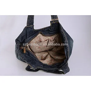 Designed shopping bag denim tote bag jeans handbags for ladies sale wholesale handbags