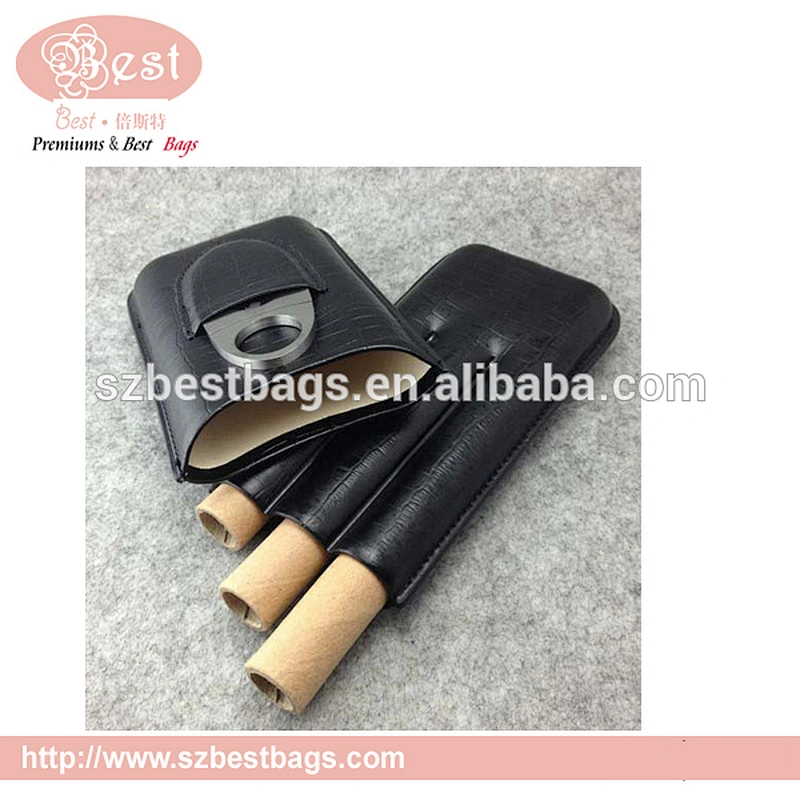 brand new model 19*10*3cm three fingers cigar holder , leather cigar travel case for gentleman