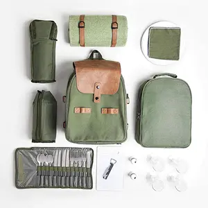 Waterproof big capacity foldable picnic bag with blanket set for 4 persons for outdoor sports or camping