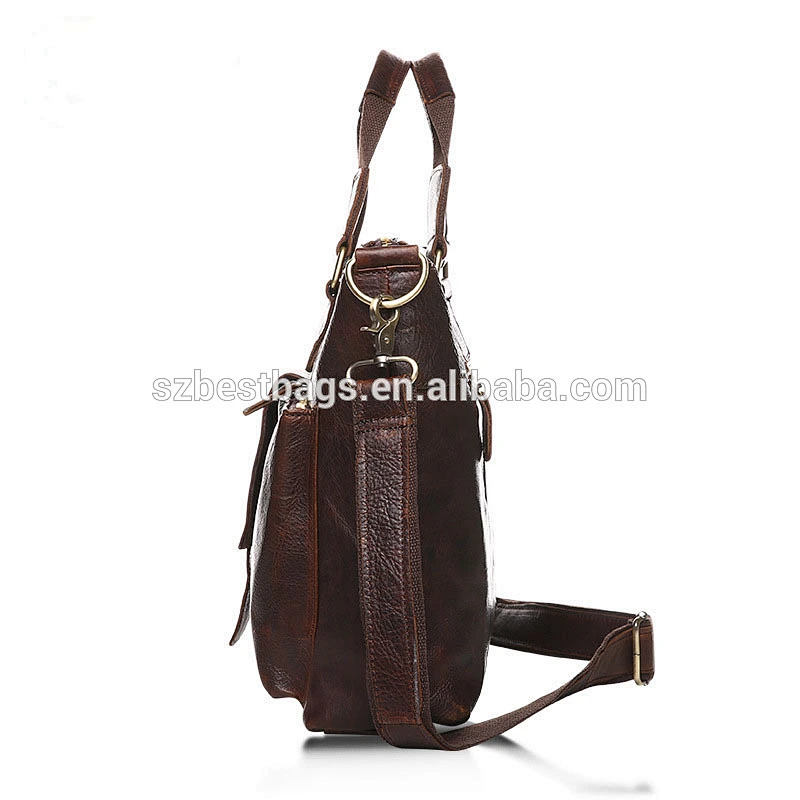 Wholesale oem odm high quality  genuine crazy horse leather men briefcase leather laptop bag