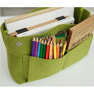 Multi Pocket Felt Cosmetic Bag Fashion Women Handbag Felt Purse Insert Organizer