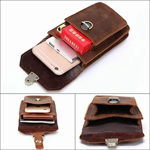 custom leather wallet Leather Wallet Multi-function Wearable Belt mobile Phone Bag