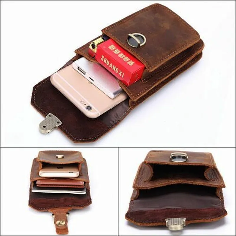 custom leather wallet Leather Wallet Multi-function Wearable Belt mobile Phone Bag