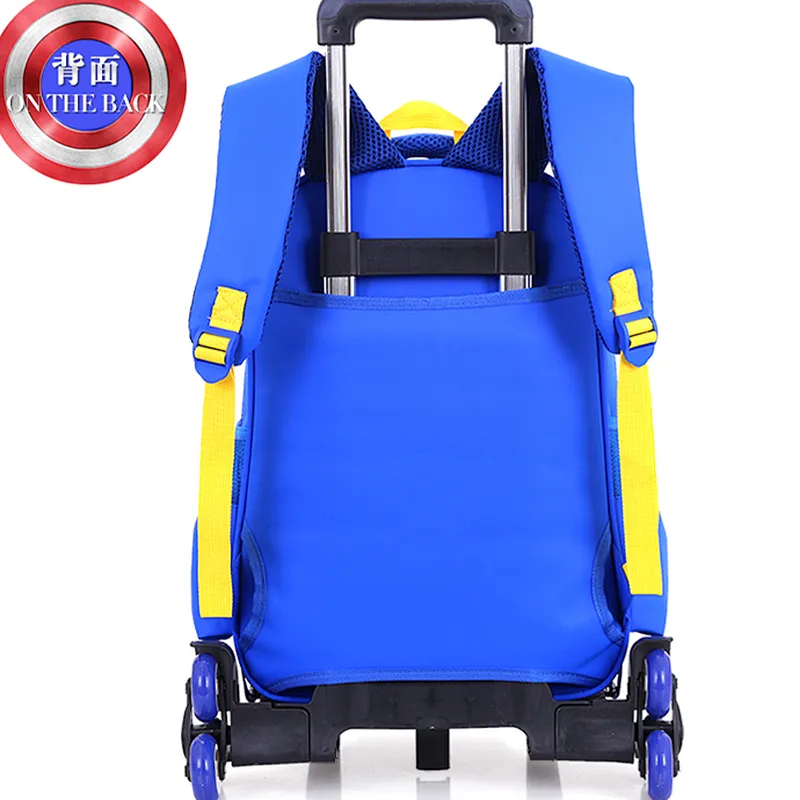 Trolley spiderman schoolbag trolley school bags for kids