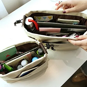 Wholesale large plain canvas cosmetic pouch makeup toiletry bag for women