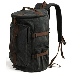New casual shoulder bag unisex travel big backpack canvas leather crossbody bag