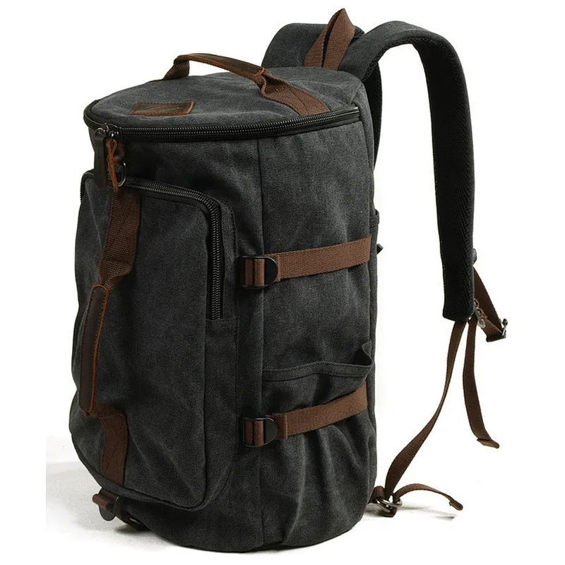 New casual shoulder bag unisex travel big backpack canvas leather crossbody bag