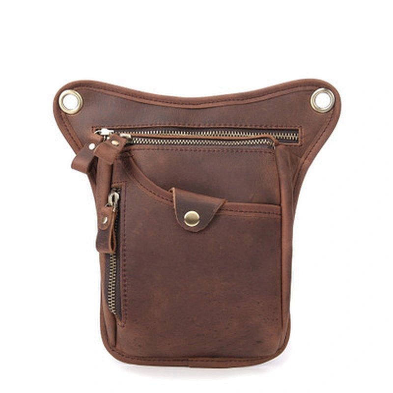 Genuine Leather Vintage Fanny Pack For Men Running Belt Small Pouch Case For Phone