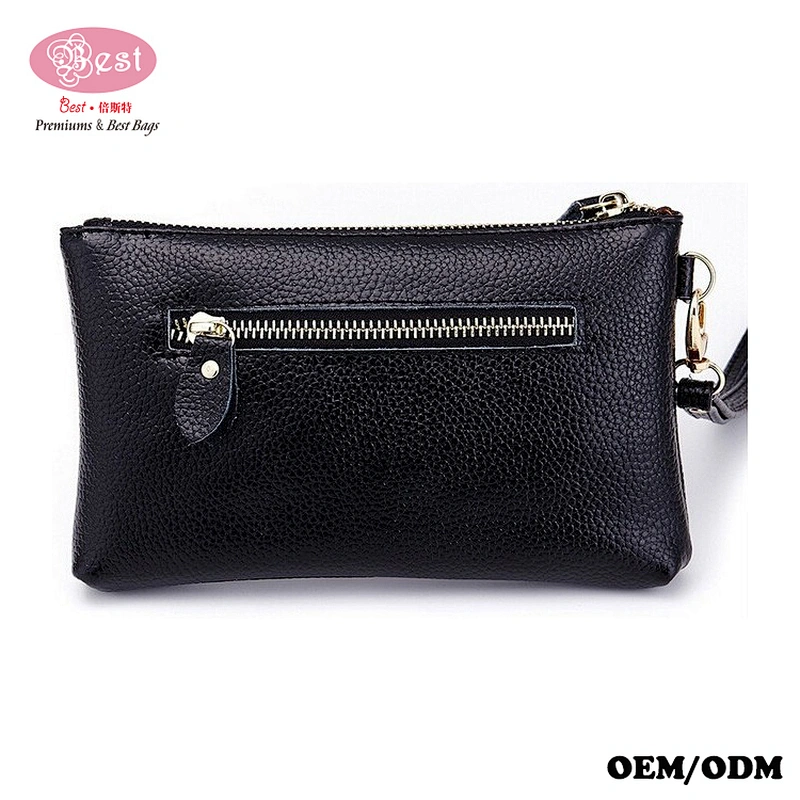 Amazon Hot Selling Pebbled Cowhide Leather Women Clutch Wallet with Wristlet Sparkling Studded Evening Purse Wallet
