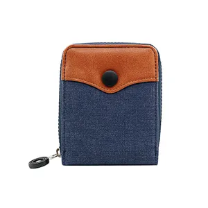 OEM designer funky trend smart custom logo new mini male canvas hand zip wallet
