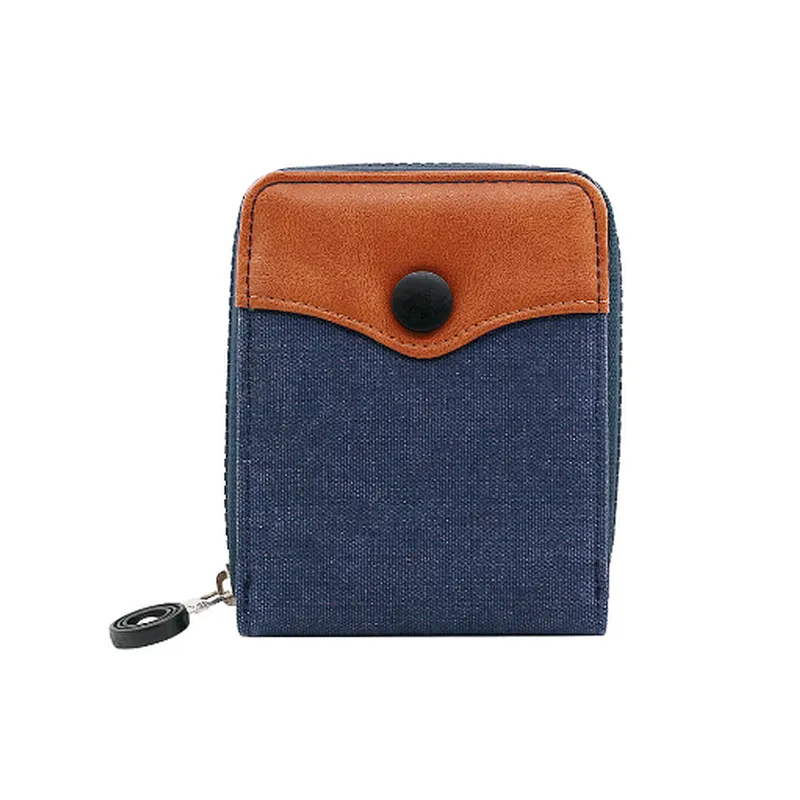 OEM designer funky trend smart custom logo new mini male canvas hand zip wallet