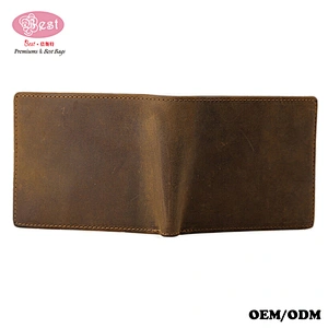 Vintage Crazy Horse Leather Men's Short Wallet with Cash Pocket and Card Holder Slots