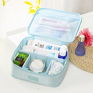 Travel mesh fabric cosmetic make up brush organizer makeup bags with compartments