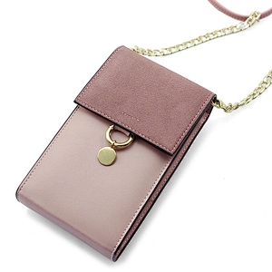 Mini PU fabric metal chain strap sling cellphone crossbody wallet bag for women