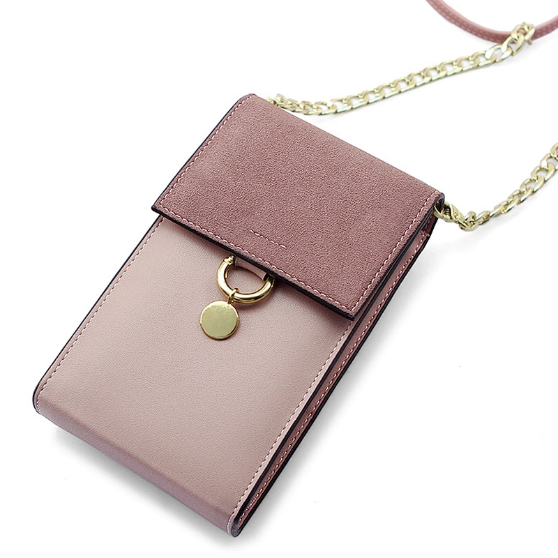 Mini PU fabric metal chain strap sling cellphone crossbody wallet bag for women