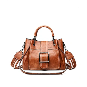 Fashionable retro PU leather tote bag  cross-body bag trendy bag with high capacity for women for daily use