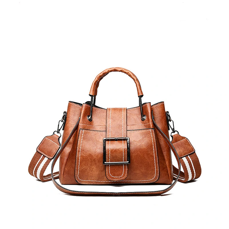 Fashionable retro PU leather tote bag  cross-body bag trendy bag with high capacity for women for daily use