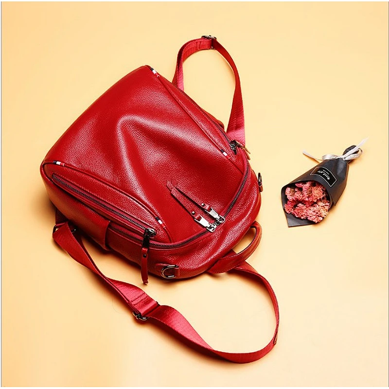 Multi-funtion Women's Leisure Travelling Backpack PU Leather School Book Bags Lady Backbags