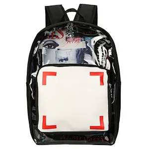 Shenzhen custom schoolbag shiny transparent clear PVC dry bag backpacks school bags