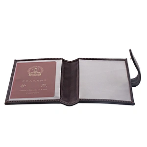 High Quality PU Leather Passport Card Holder with Clear Plastic pvc
