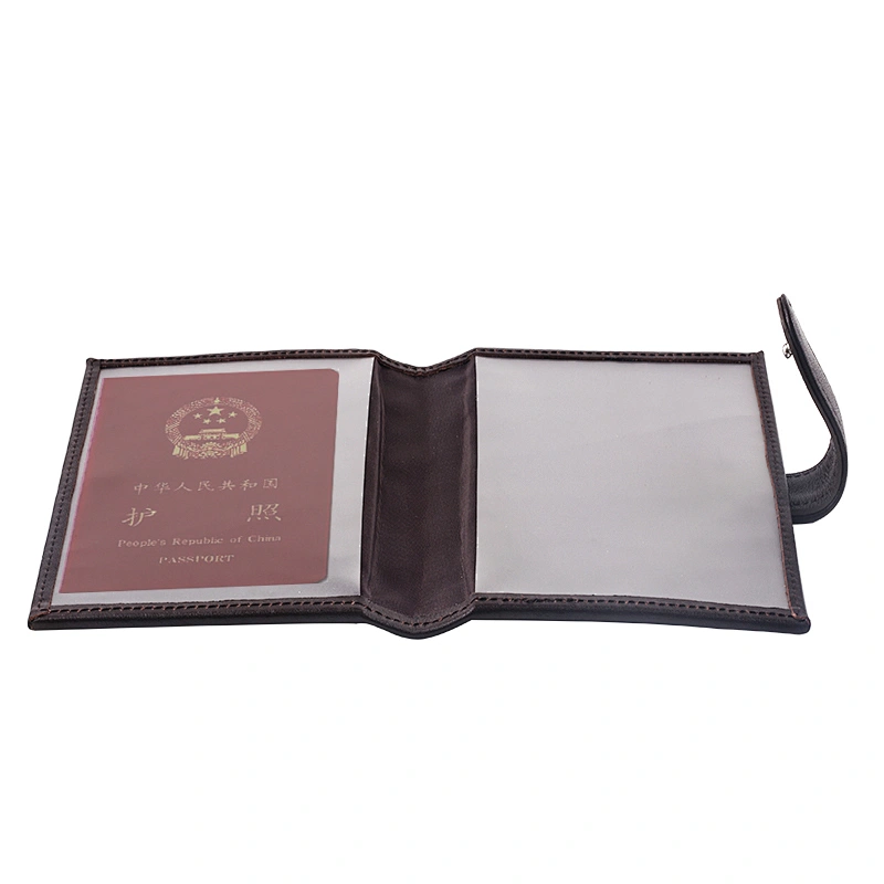 High Quality PU Leather Passport Card Holder with Clear Plastic pvc