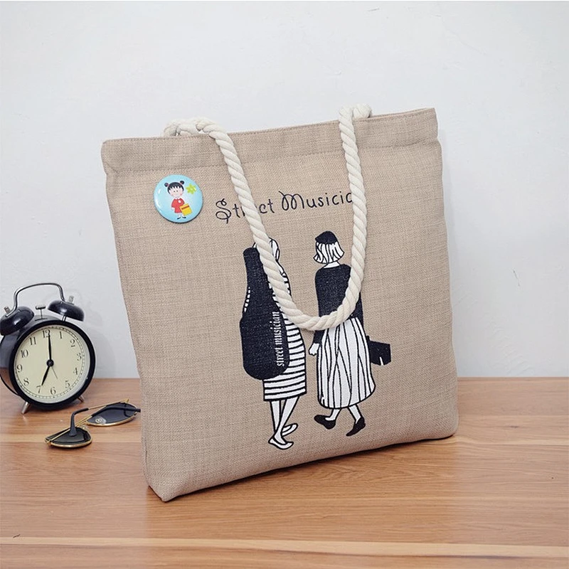 Reusable foldable personalized custom printed cotton canvas tote shopping bags