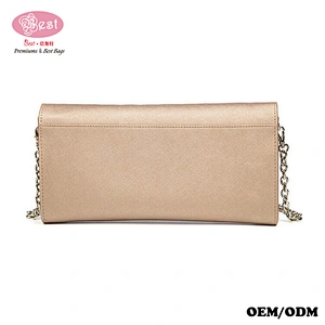 Drop Shipping Bling Saffiano Real Leather Clutch Purse Sparkling Long Chain Real Leather Evening Purse Handbags