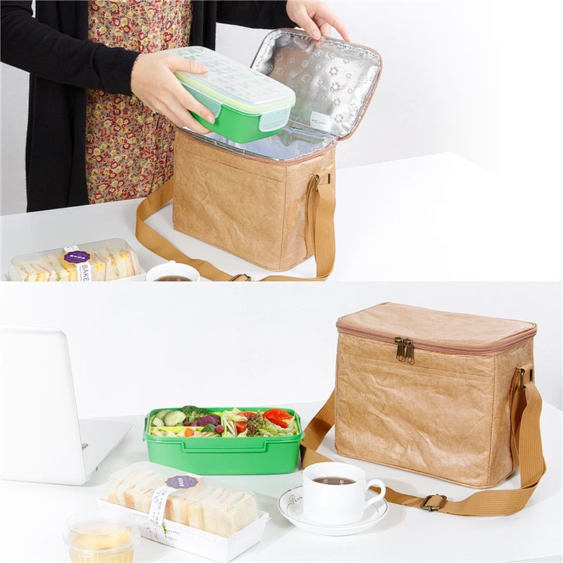 Tyvek Insulated Paper Lunch Case Water Resistant Cooler Bag Reusable Lunch Bag