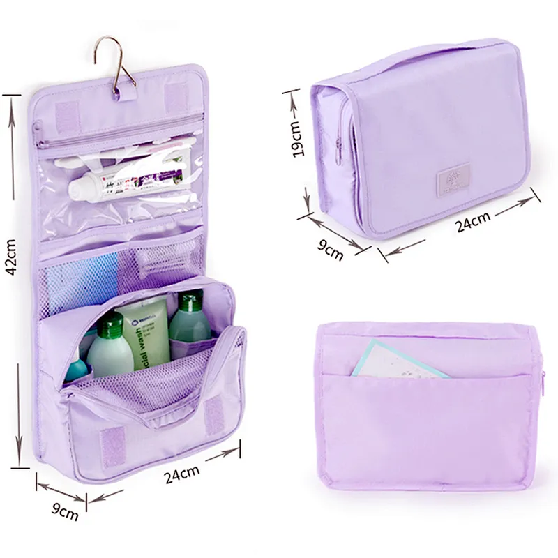 Portable foldable toilet bag hanging travel organizer toiletry kit cosmetic bag