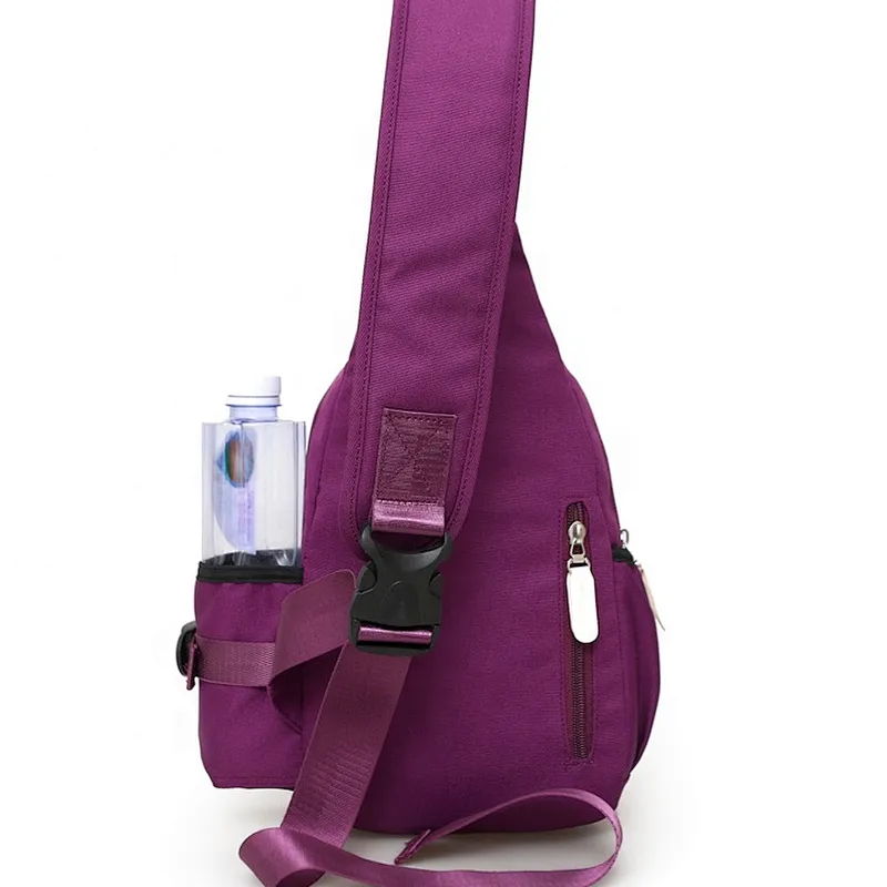 Unisex polyester messenger shoulder bag with water bottle holder